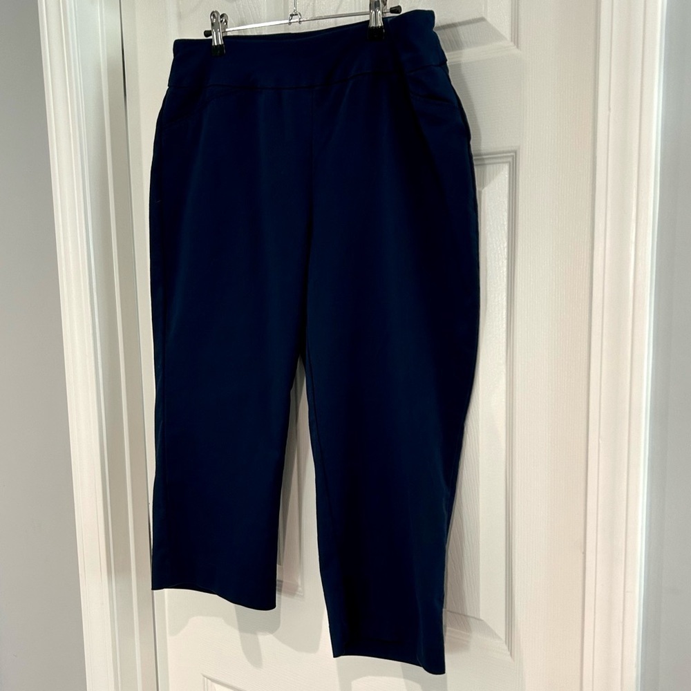 Croft & Barrow Women Capri Cropped Pants Sz 14 Stretch Navy Blue Mid Rise NWOT - Picture 3 of 13